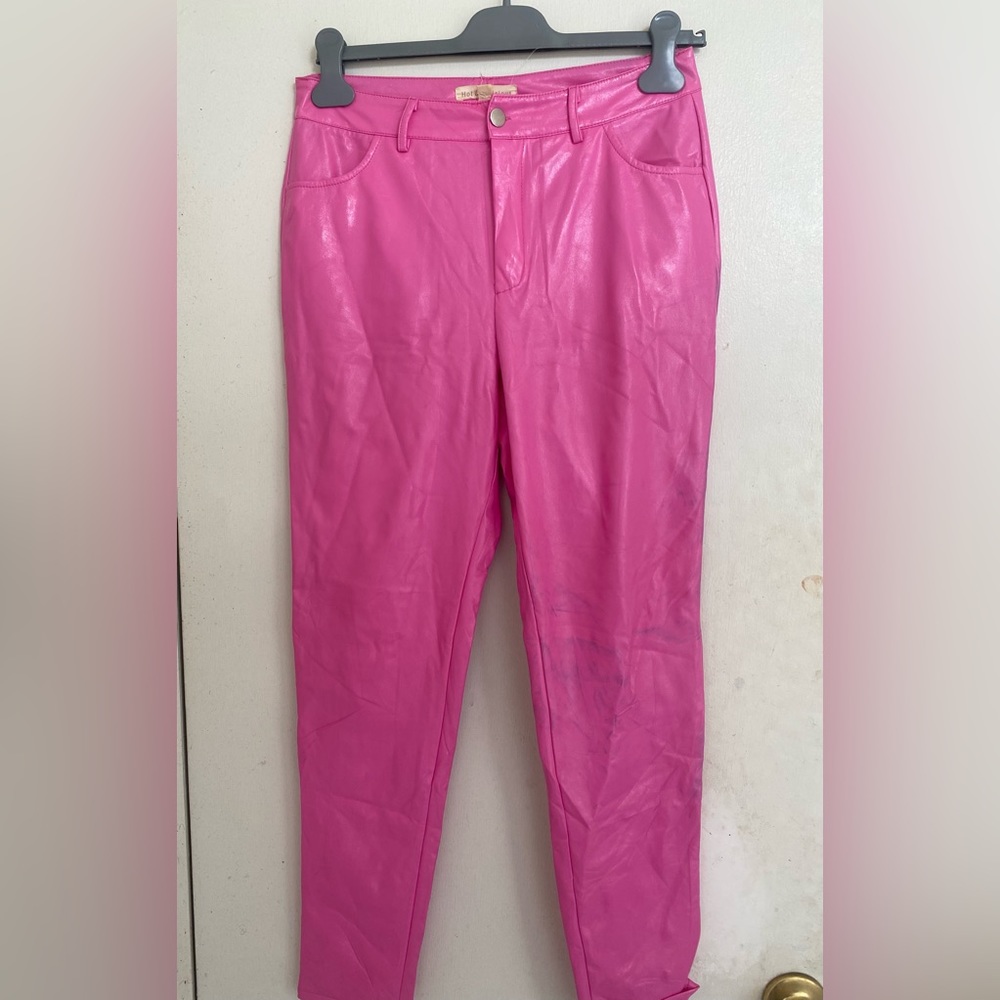 Pink latex pants size L